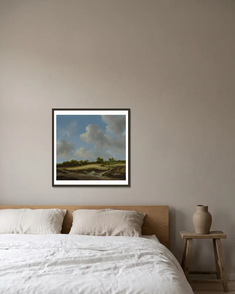 Krajobraz z polem pszenicy, Jacob van Ruisdael w ramie na ścianie