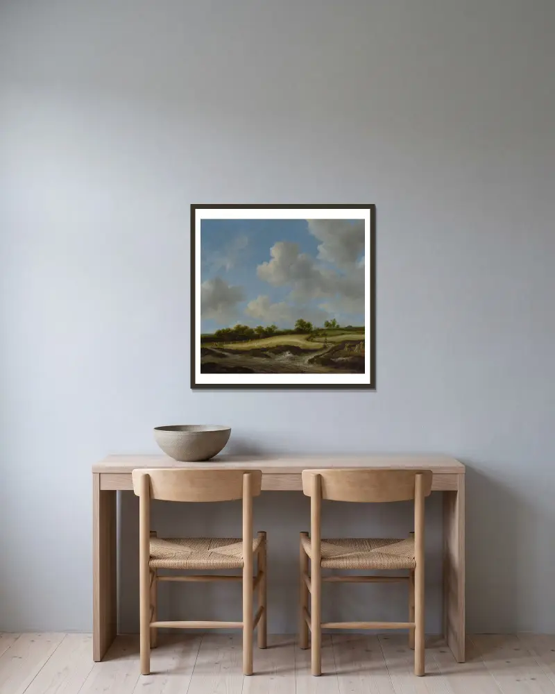 Krajobraz z polem pszenicy, Jacob van Ruisdael w ramie na ścianie
