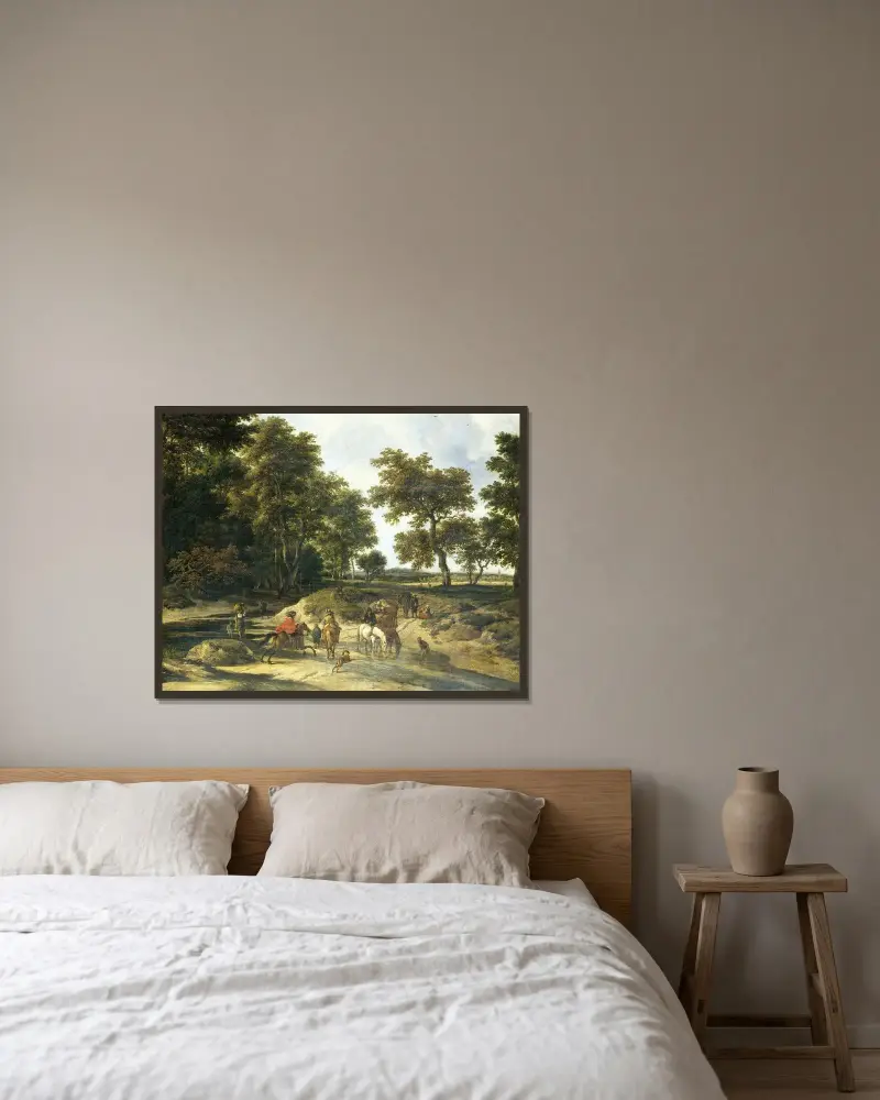 Vadstället av Jacob van Ruisdael inramad på en vägg