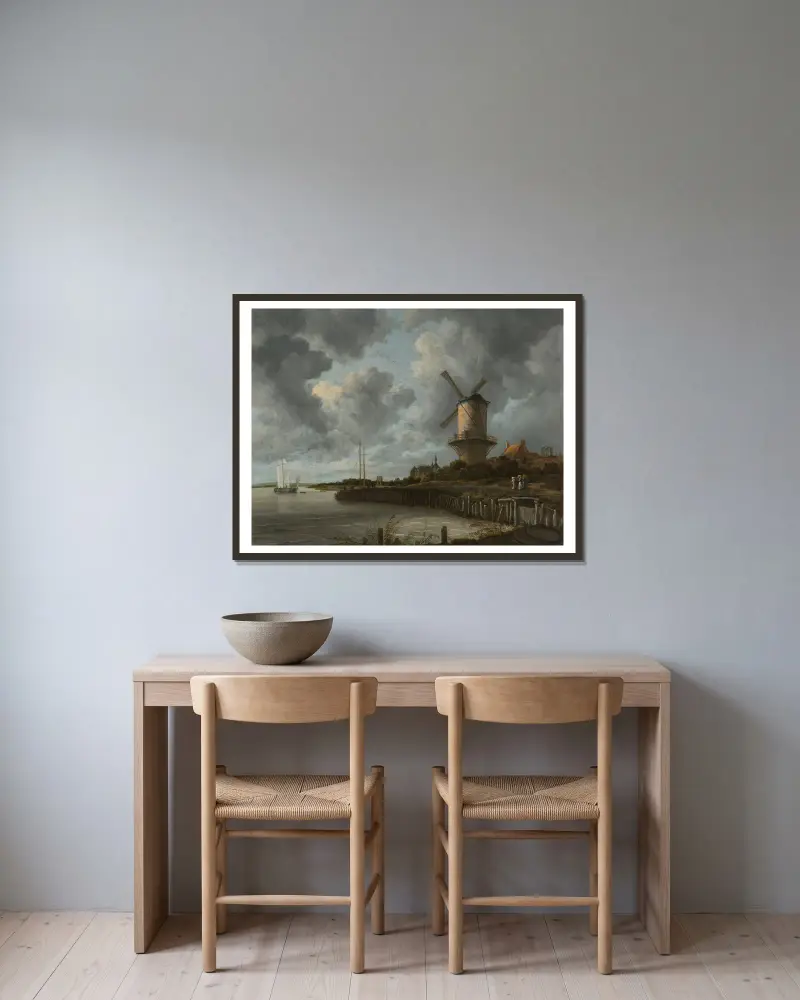 Wiatrak pod Wijk bij Duurstede, Jacob van Ruisdael w ramie na ścianie