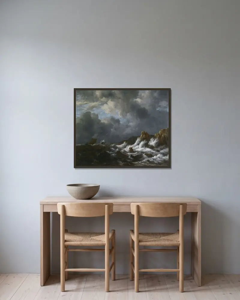 Utsikt från Norges kust av Jacob van Ruisdael inramad på en vägg