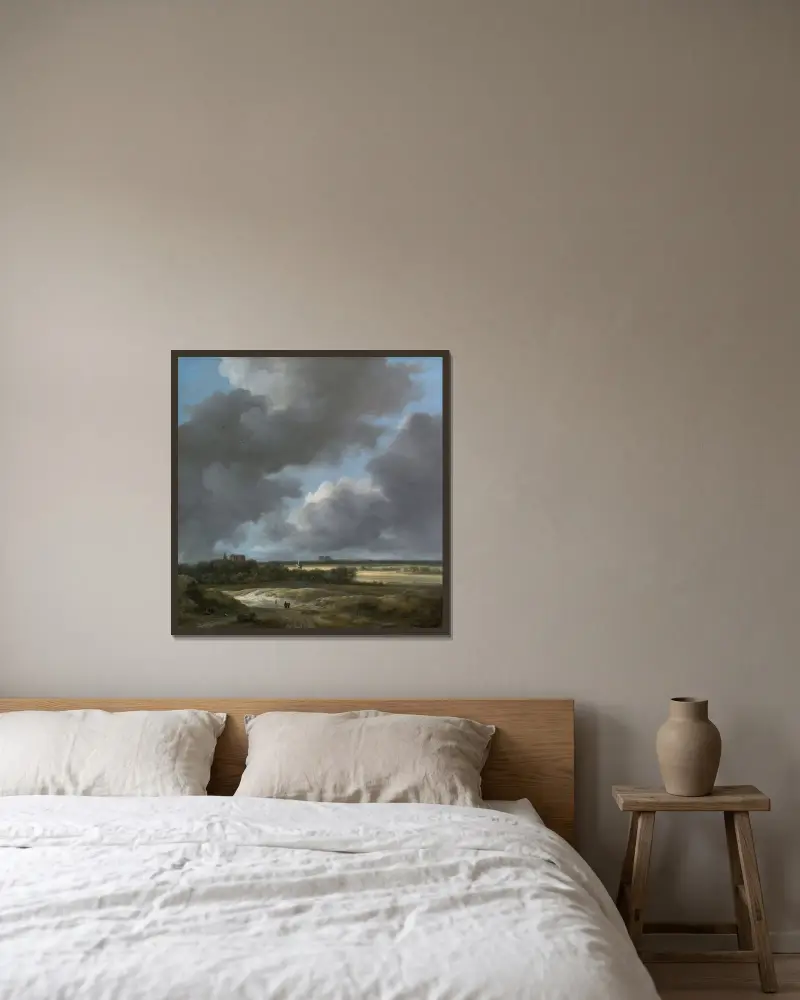 Vy över Alkmaar av Jacob van Ruisdael inramad på en vägg