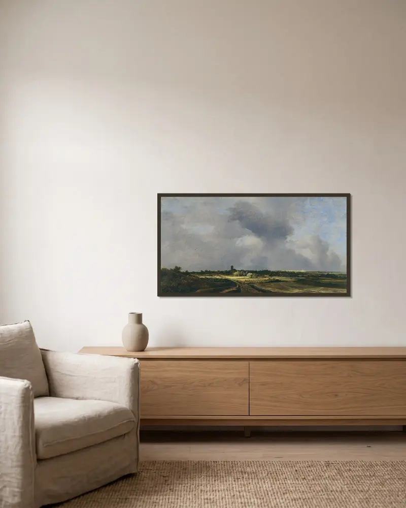 Utsikt över Naarden av Jacob van Ruisdael inramad på en vägg