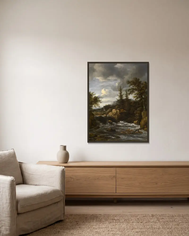 Wodospad w Norwegii, Jacob van Ruisdael w ramie na ścianie