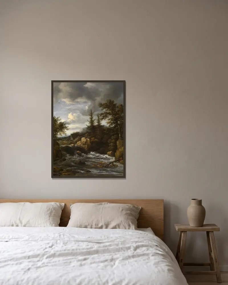 Wodospad w Norwegii, Jacob van Ruisdael w ramie na ścianie