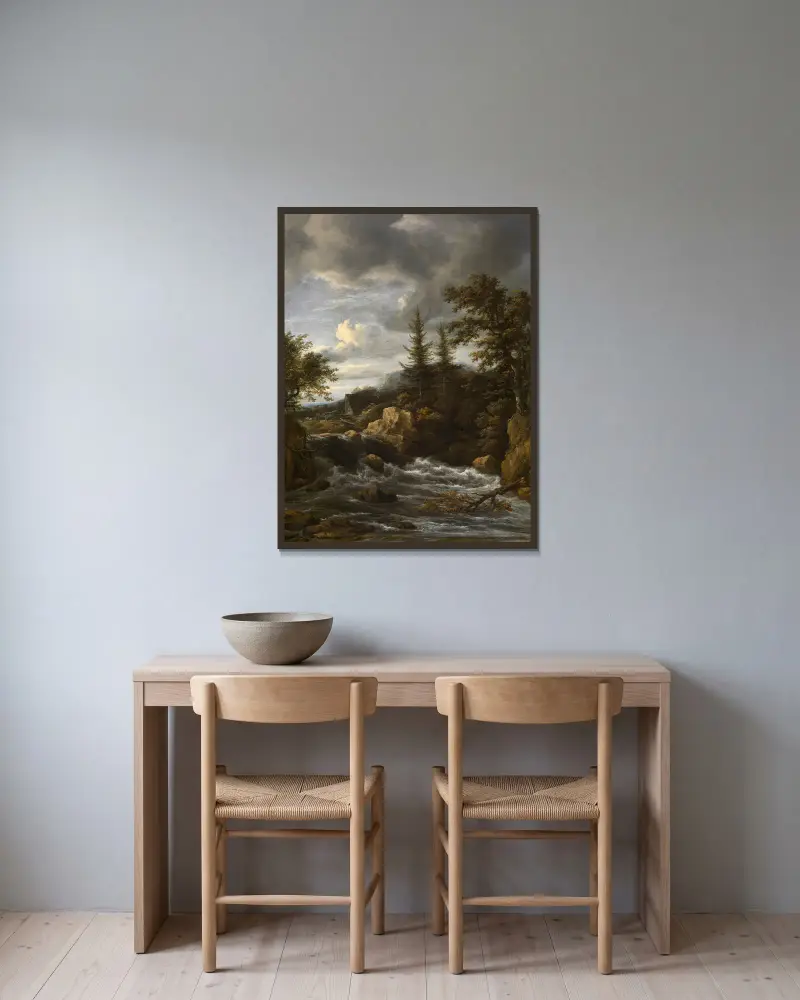 Wodospad w Norwegii, Jacob van Ruisdael w ramie na ścianie
