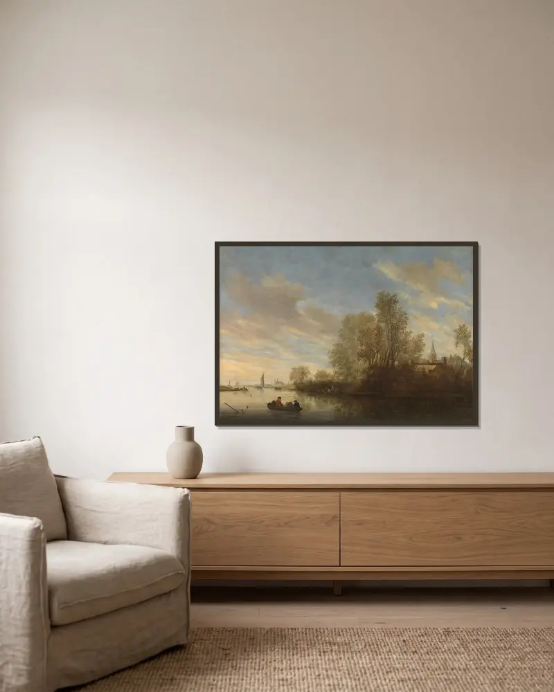 Widok rzeki w pobliżu Deventer, Salomon van Ruysdael w ramie na ścianie