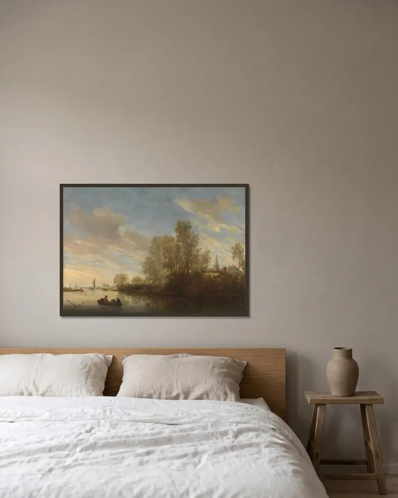 Widok rzeki w pobliżu Deventer, Salomon van Ruysdael w ramie na ścianie