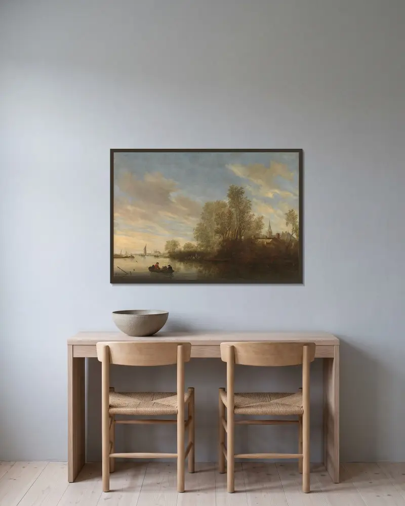 Widok rzeki w pobliżu Deventer, Salomon van Ruysdael w ramie na ścianie