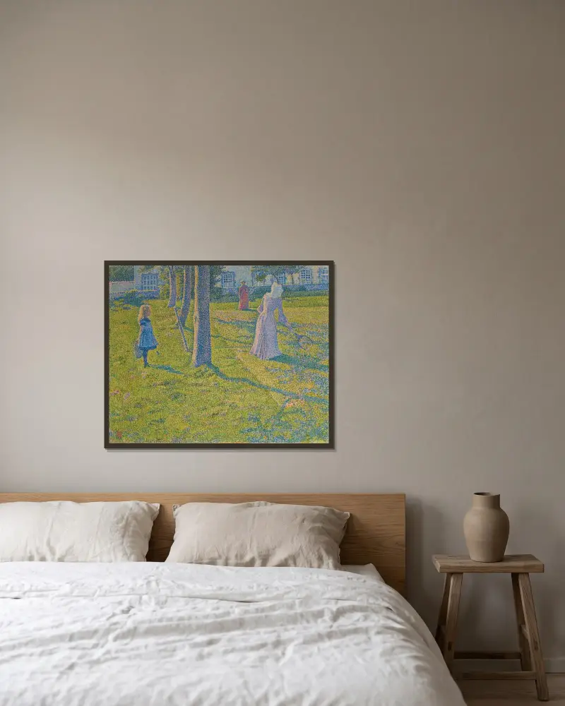 I Thuin eller tennismatchen av Theo van Rysselberghe inramad på en vägg