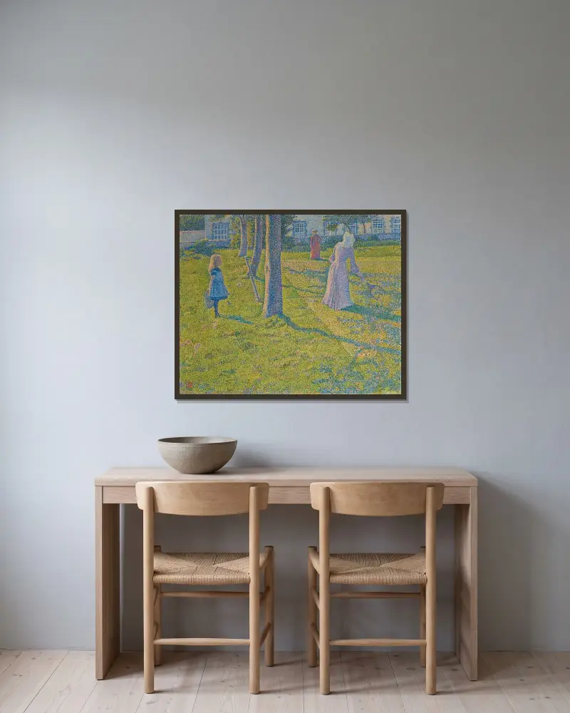 I Thuin eller tennismatchen av Theo van Rysselberghe inramad på en vägg