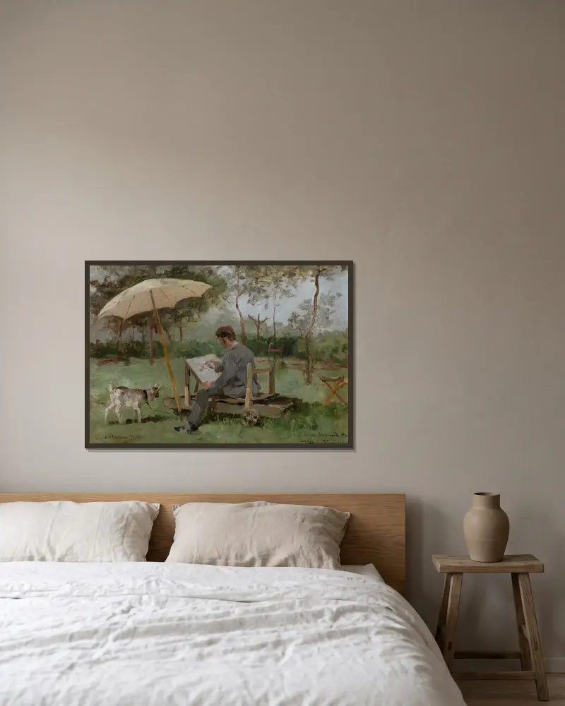 Armand Heins Painting Outdoors av Theo van Rysselberghe inramad på en vägg