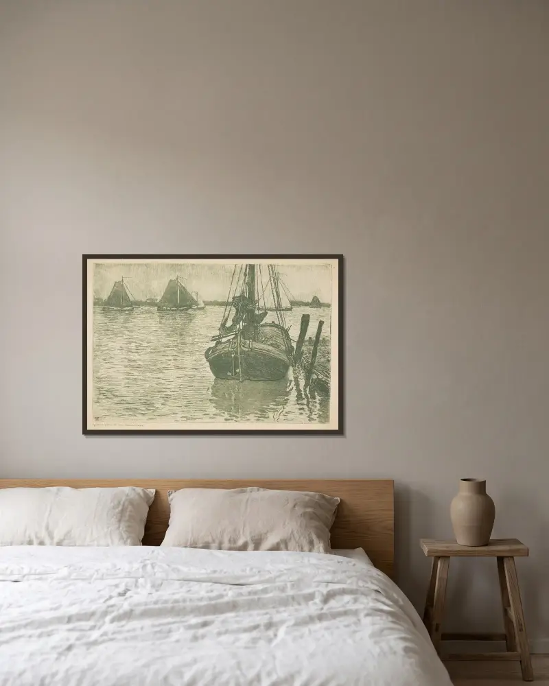 Lodě v dešti, Theo van Rysselberghe v rámu na stěně