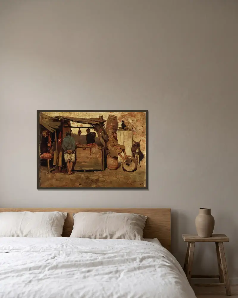 Slakt i Tanger av Theo van Rysselberghe inramad på en vägg