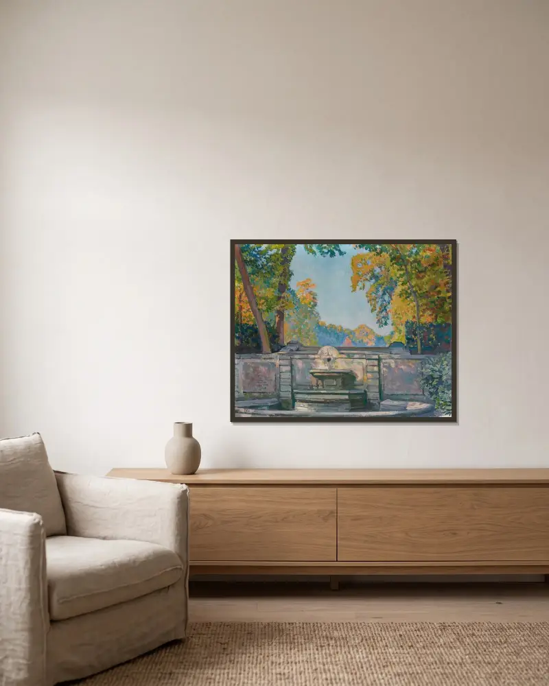 La Fontaine von Theo van Rysselberghe gerahmt an einer Wand