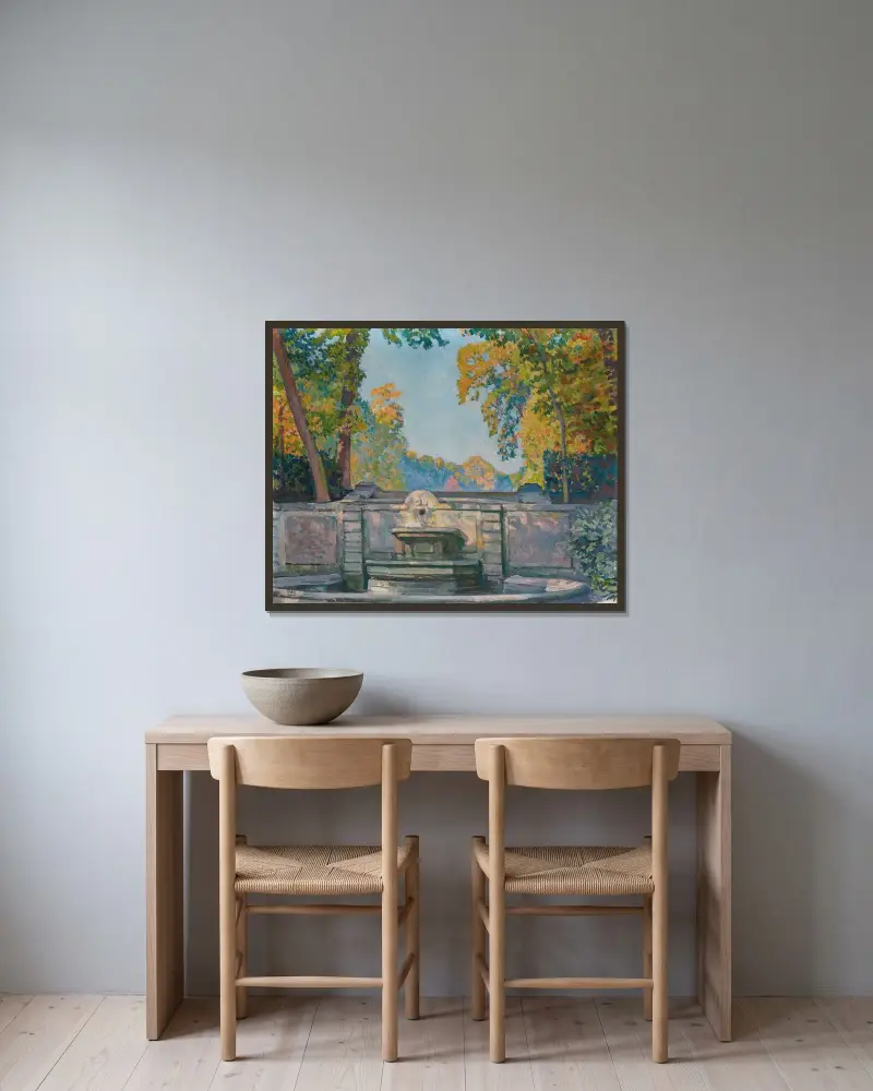 La Fontaine von Theo van Rysselberghe gerahmt an einer Wand