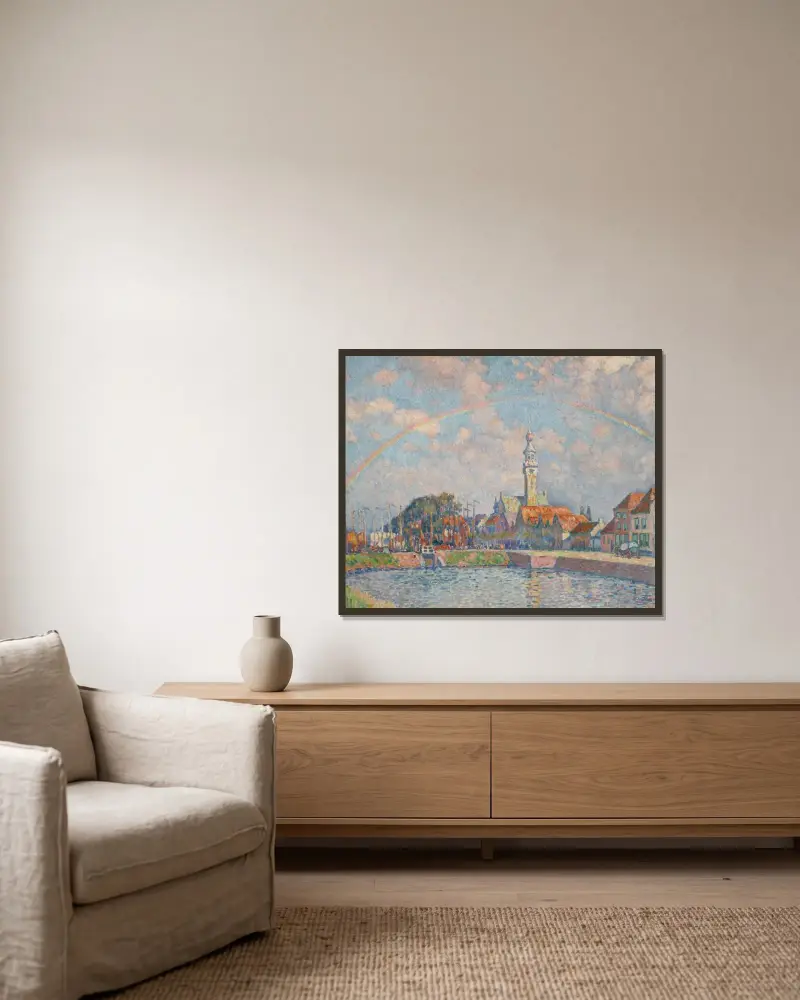Regnbågen i Veere av Theo van Rysselberghe inramad på en vägg