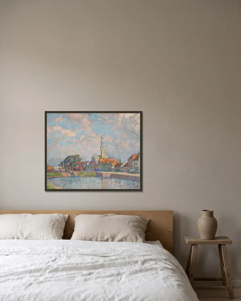 Regnbågen i Veere av Theo van Rysselberghe inramad på en vägg