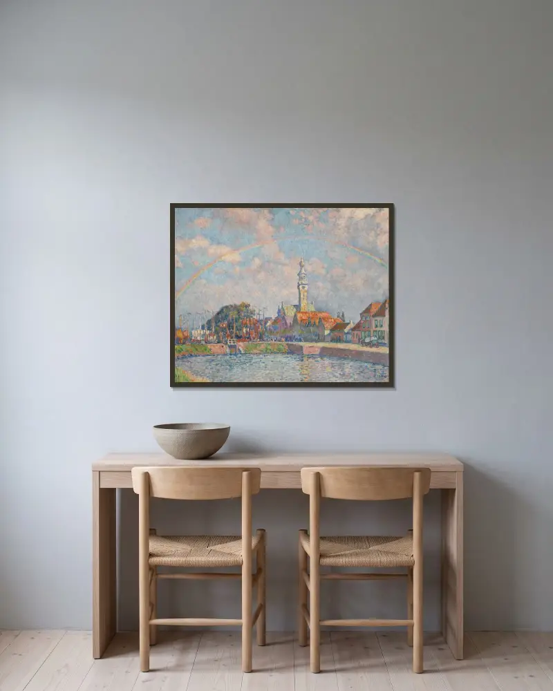Regnbågen i Veere av Theo van Rysselberghe inramad på en vägg