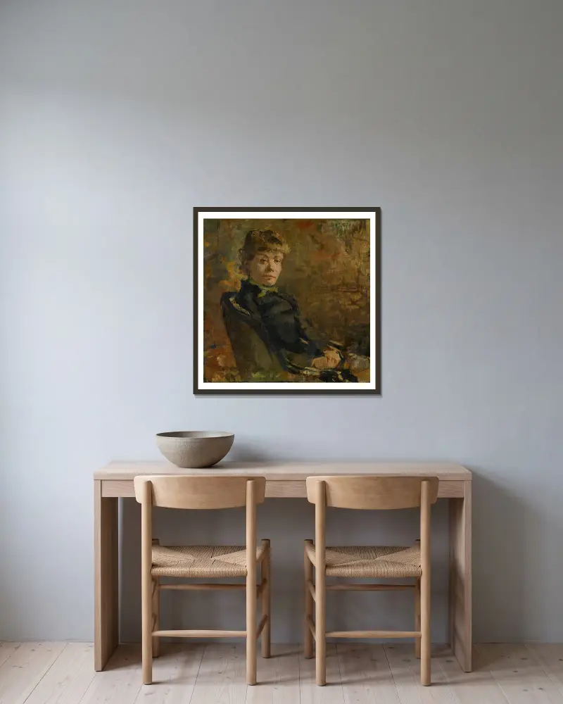 Madame Constantin Meunier av Theo van Rysselberghe inramad på en vägg