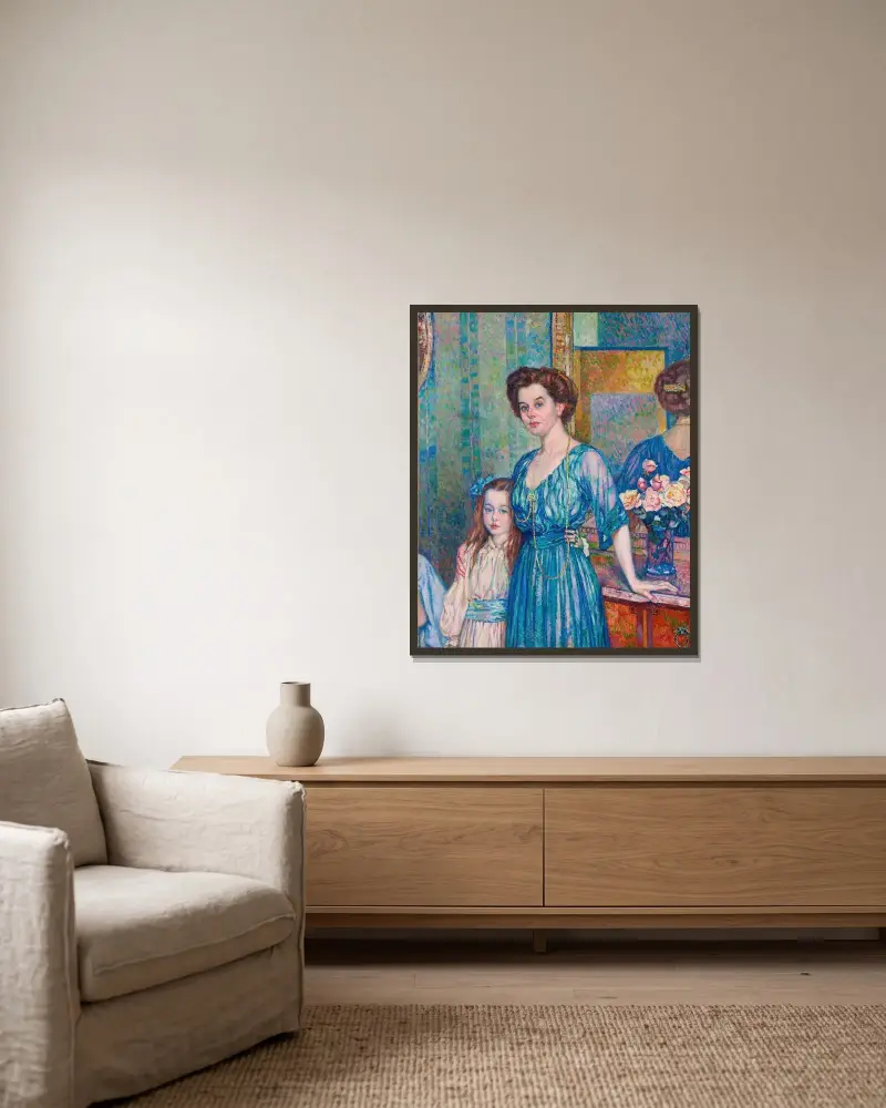 Madame von Bodenhausen med sin son Luli av Theo van Rysselberghe inramad på en vägg
