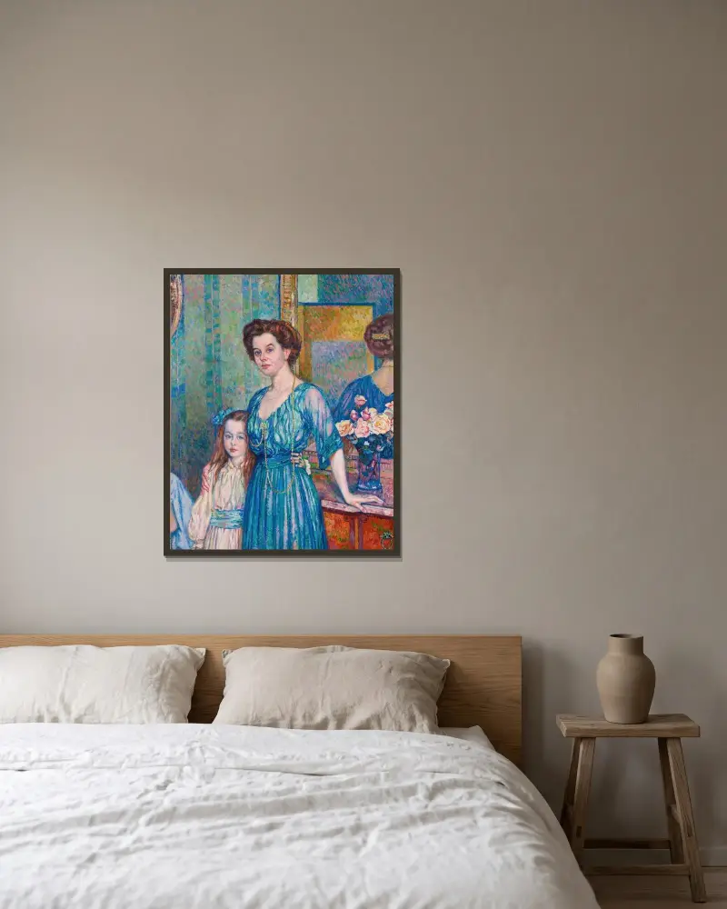 Madame von Bodenhausen med sin son Luli av Theo van Rysselberghe inramad på en vägg