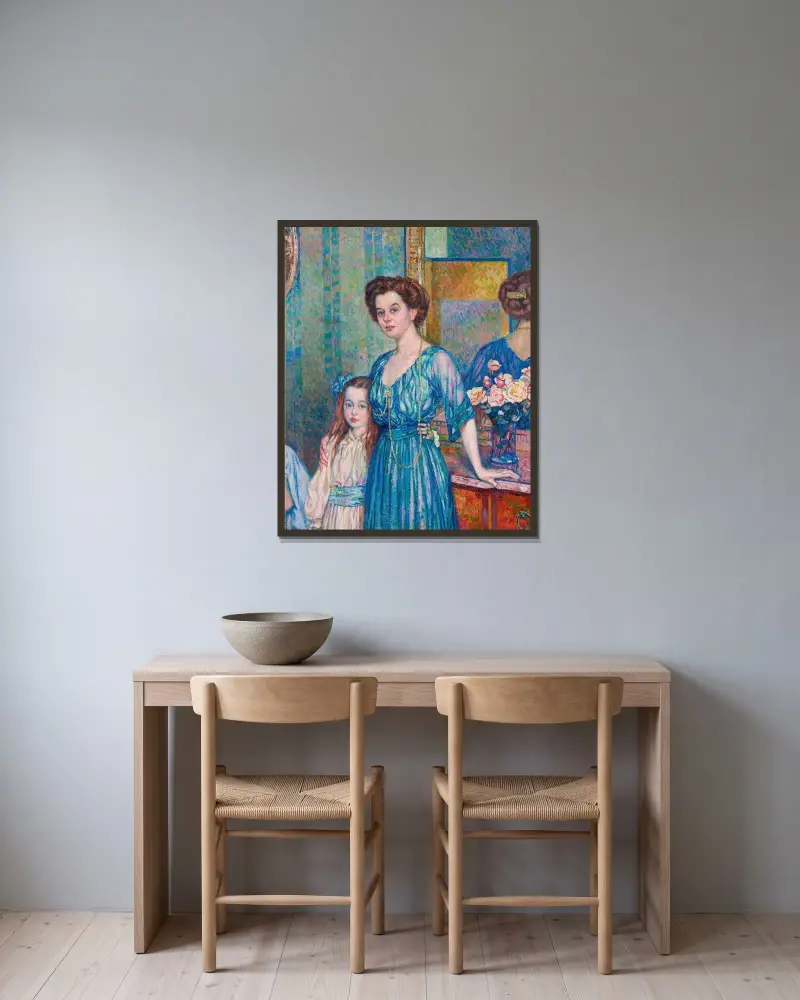 Madame von Bodenhausen med sin son Luli av Theo van Rysselberghe inramad på en vägg