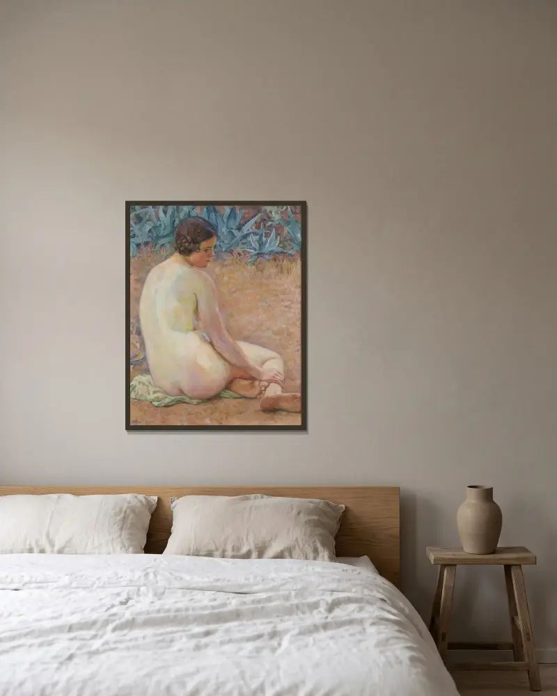 Akt mit Agave von Theo van Rysselberghe gerahmt an einer Wand