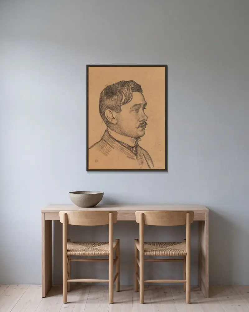 Portrait of Maurice Maeterlinck, 1903 – nr 1 av Theo van Rysselberghe inramad på en vägg