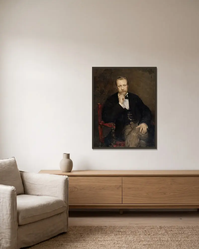 Porträtt av konstnären Jean Capeinick av Theo van Rysselberghe inramad på en vägg