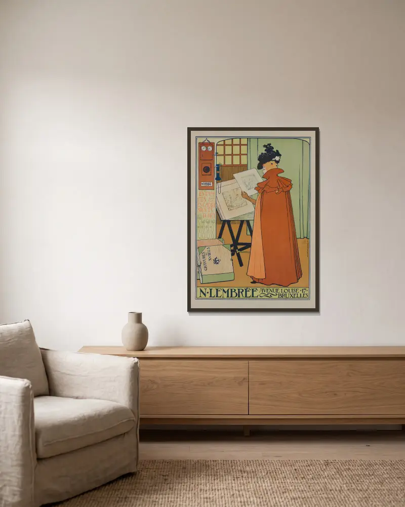 Poster for the Lembrée Gallery av Theo van Rysselberghe inramad på en vägg