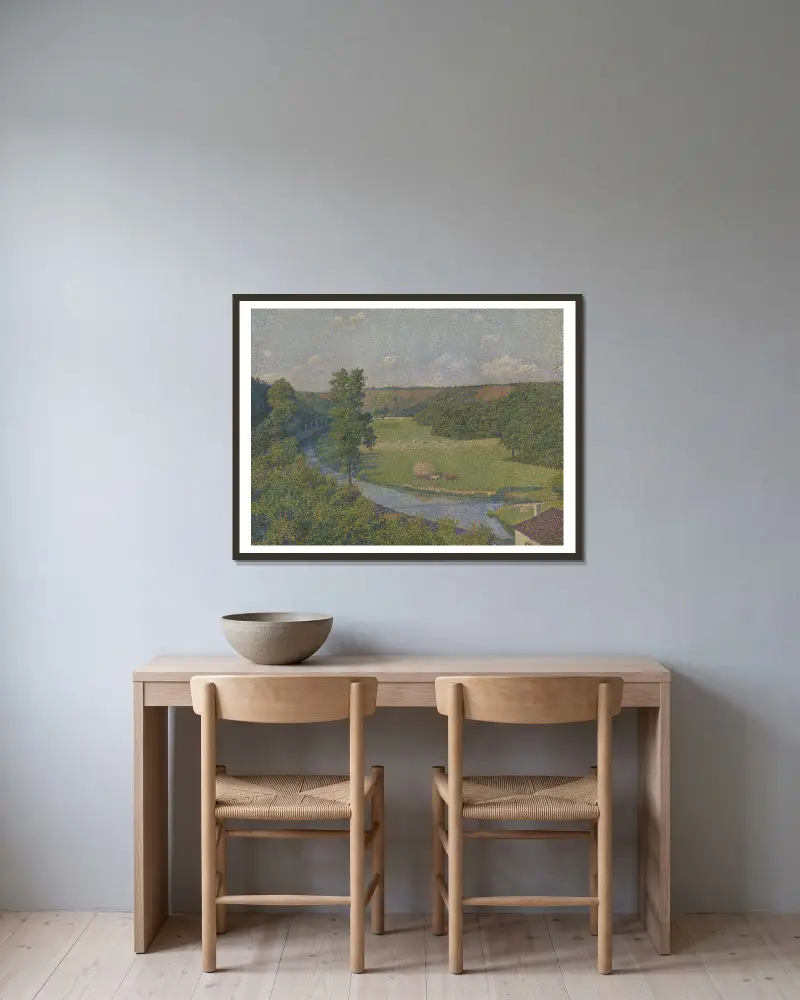 The valley of the Sambre av Theo van Rysselberghe inramad på en vägg