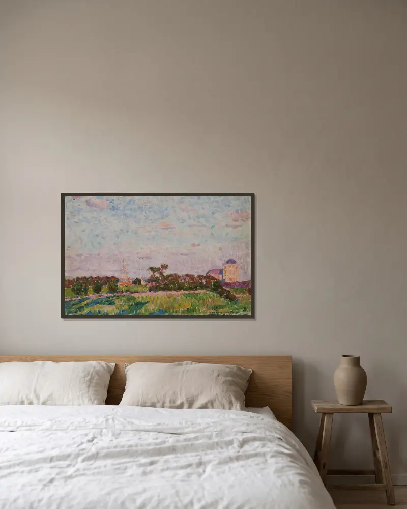 Vy över Veere av Theo van Rysselberghe inramad på en vägg