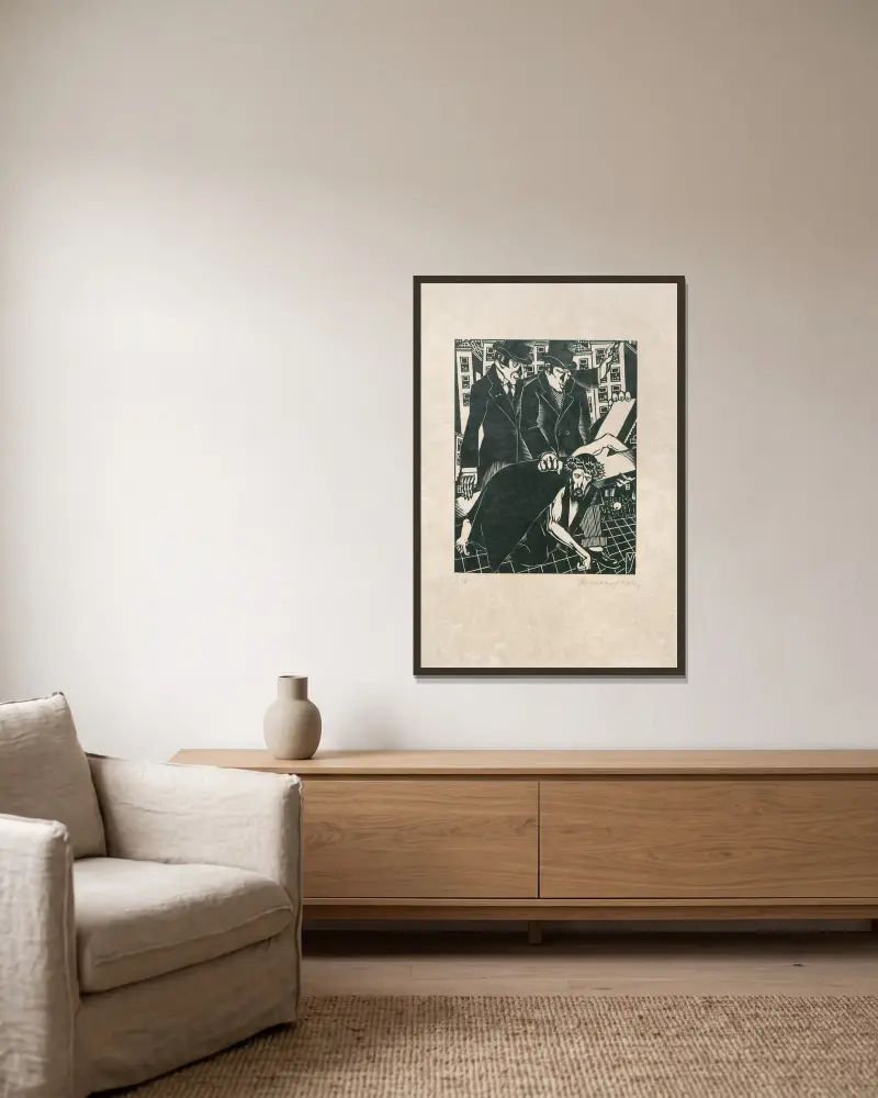 Der Kreuzweg Taf. 2 von Henri Van Straten gerahmt an einer Wand
