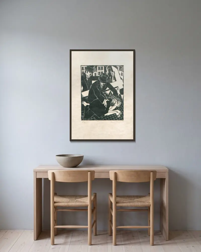 Der Kreuzweg Taf. 5 von Henri Van Straten gerahmt an einer Wand