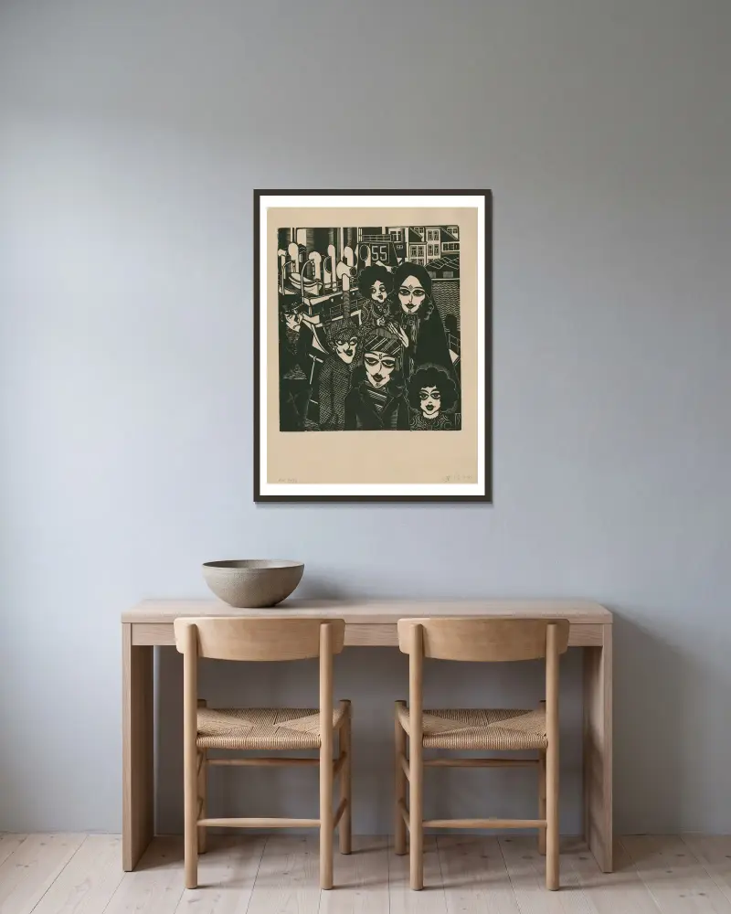 Die Auswanderer von Henri Van Straten gerahmt an einer Wand