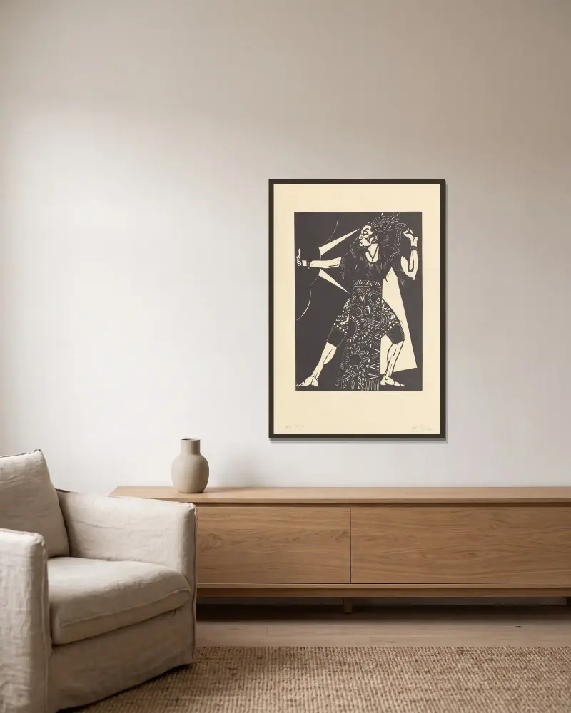 Javanische Tänzerin von Henri Van Straten gerahmt an einer Wand