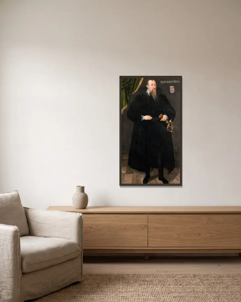 Per Brahe the Elder av Johan Baptista van Uther inramad på en vägg