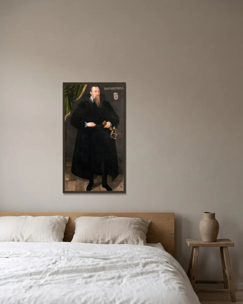 Per Brahe the Elder av Johan Baptista van Uther inramad på en vägg