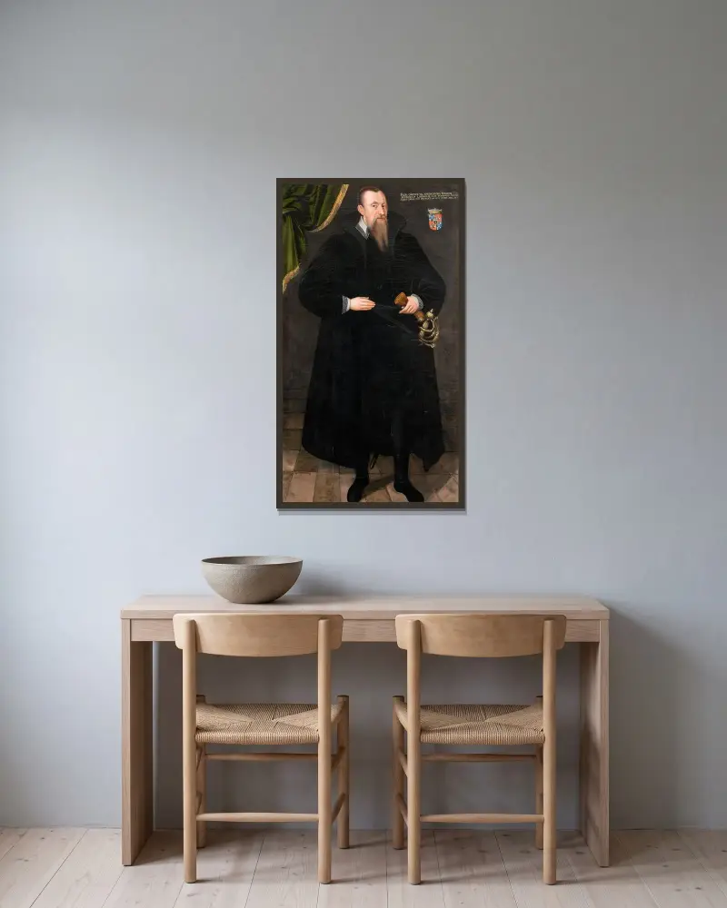 Per Brahe the Elder av Johan Baptista van Uther inramad på en vägg