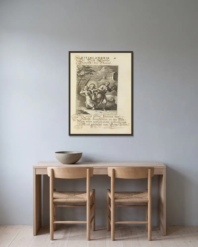 Amoris divini emblemata Pl.21 von Otto van Veen gerahmt an einer Wand
