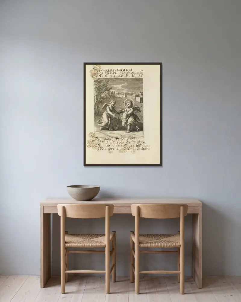 Amoris divini emblemata Taf. 27 von Otto van Veen gerahmt an einer Wand