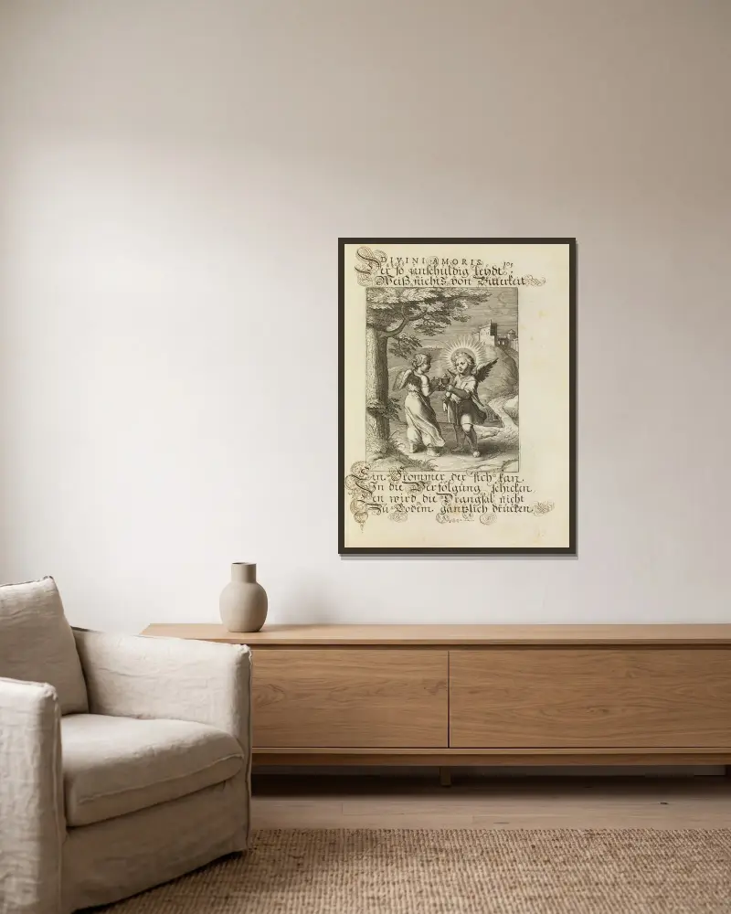 Amoris divini emblemata Pl.50 von Otto van Veen gerahmt an einer Wand