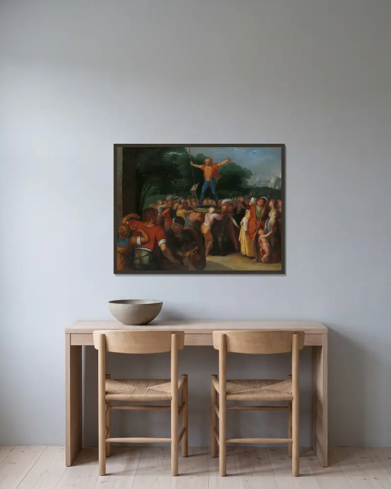 Brinno auf dem Schild erhoben von Otto van Veen gerahmt an einer Wand