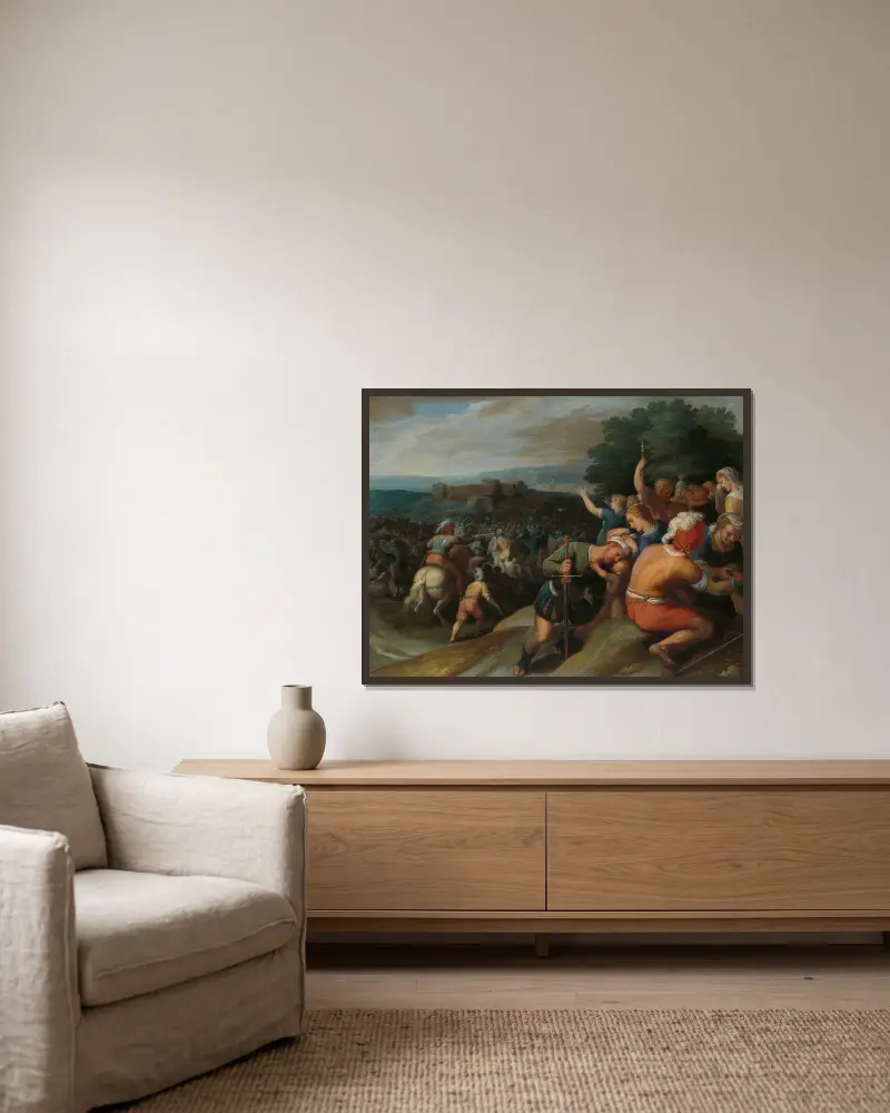 The Batavians Surround the Romans at Vetera av Otto van Veen inramad på en vägg
