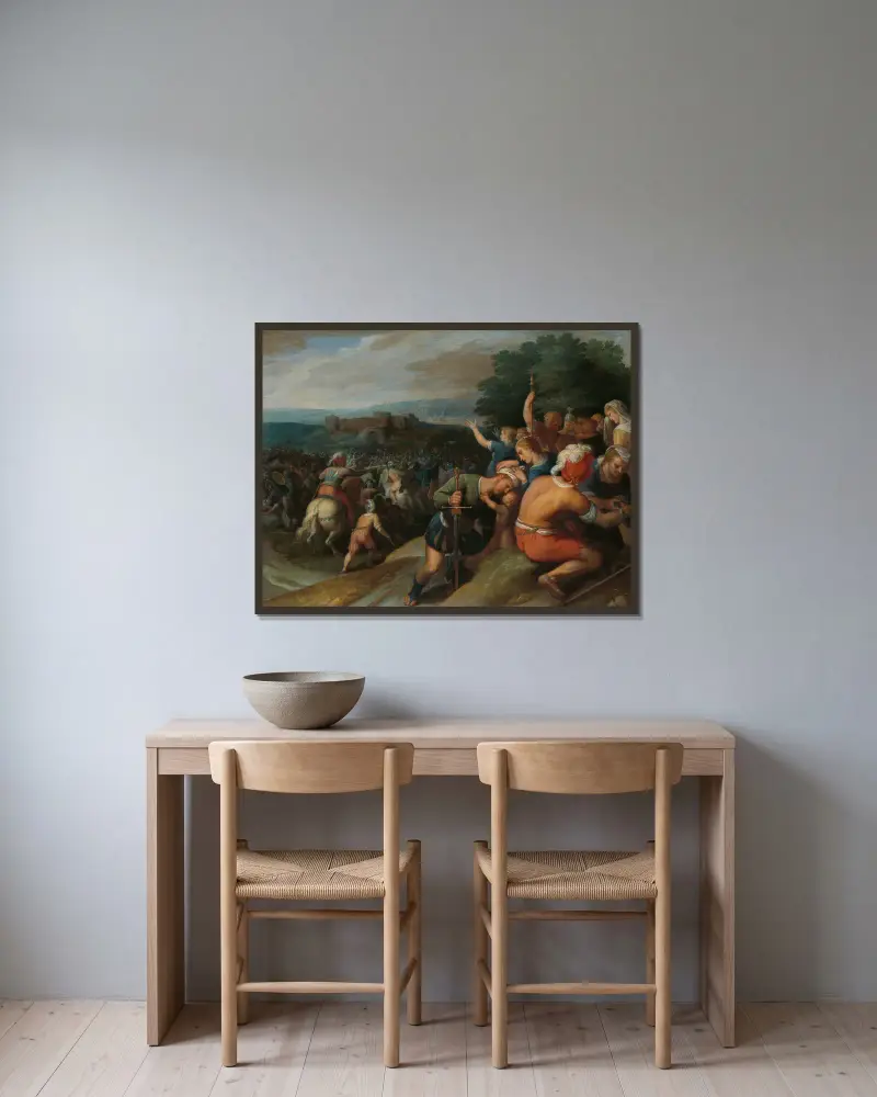 The Batavians Surround the Romans at Vetera av Otto van Veen inramad på en vägg