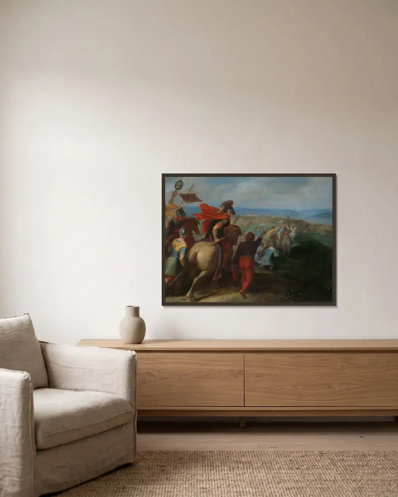 The Romans nearly Overpower the Army of Julius Civilis through the Treachery of a Batavian av Otto van Veen inramad på en vägg