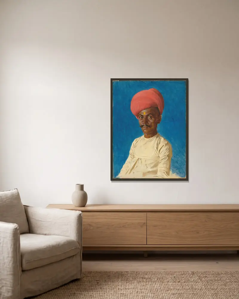 Bania (merchant). Bombay av Vasily Vereshchagin inramad på en vägg