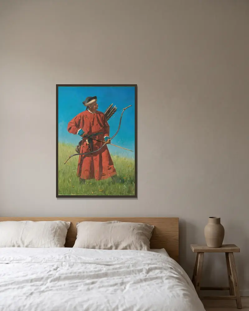 Bukhara soldier av Vasily Vereshchagin inramad på en vägg