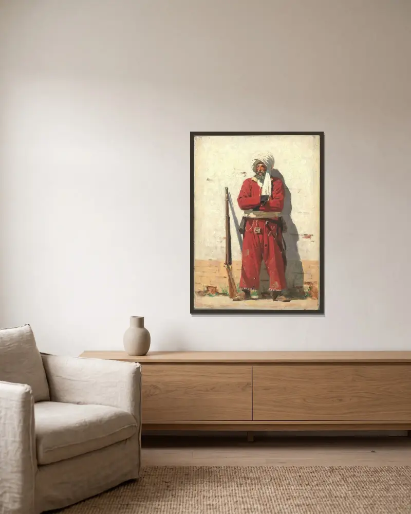 Kochender Soldat von Vasily Vereshchagin gerahmt an einer Wand